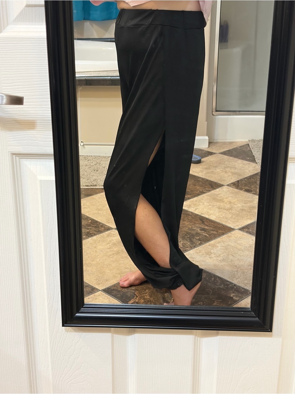Black Wide Leg High Slit Harem Pants- NWOT - Picture 6 of 12